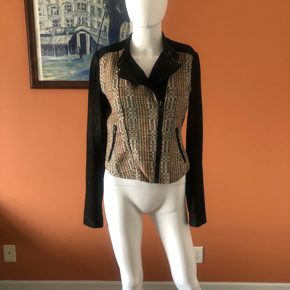 Theory Multi-Patterned/Black Cropped Jacket - image 2